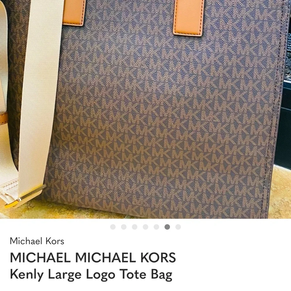 Michael Kors Brown Monogram Tote with Tan Accents - Picture 6 of 7